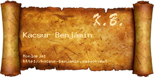 Kacsur Benjámin névjegykártya